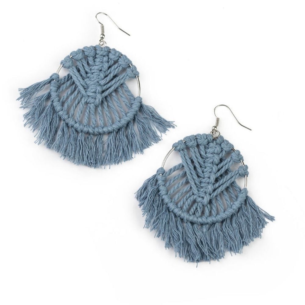 Paparazzi All About Macrame Blue Earring